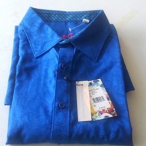 ROBERT GRAHAM button up casual shirt, Electric Blue for Men's Sz 2XL 100% cotton